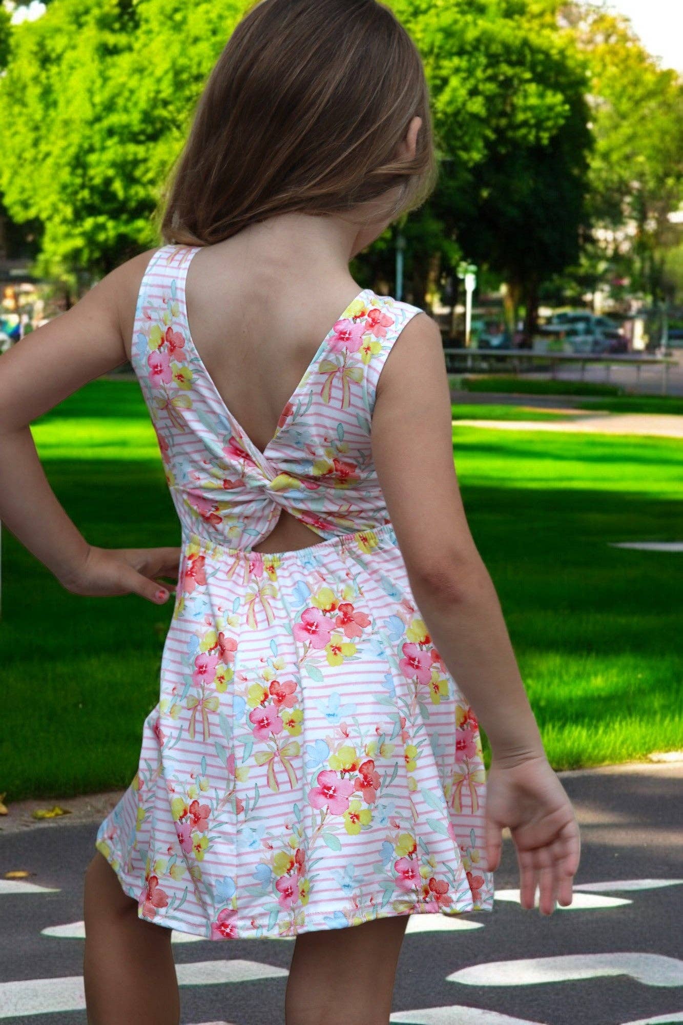 Floral & Stripe girls tennis dress.