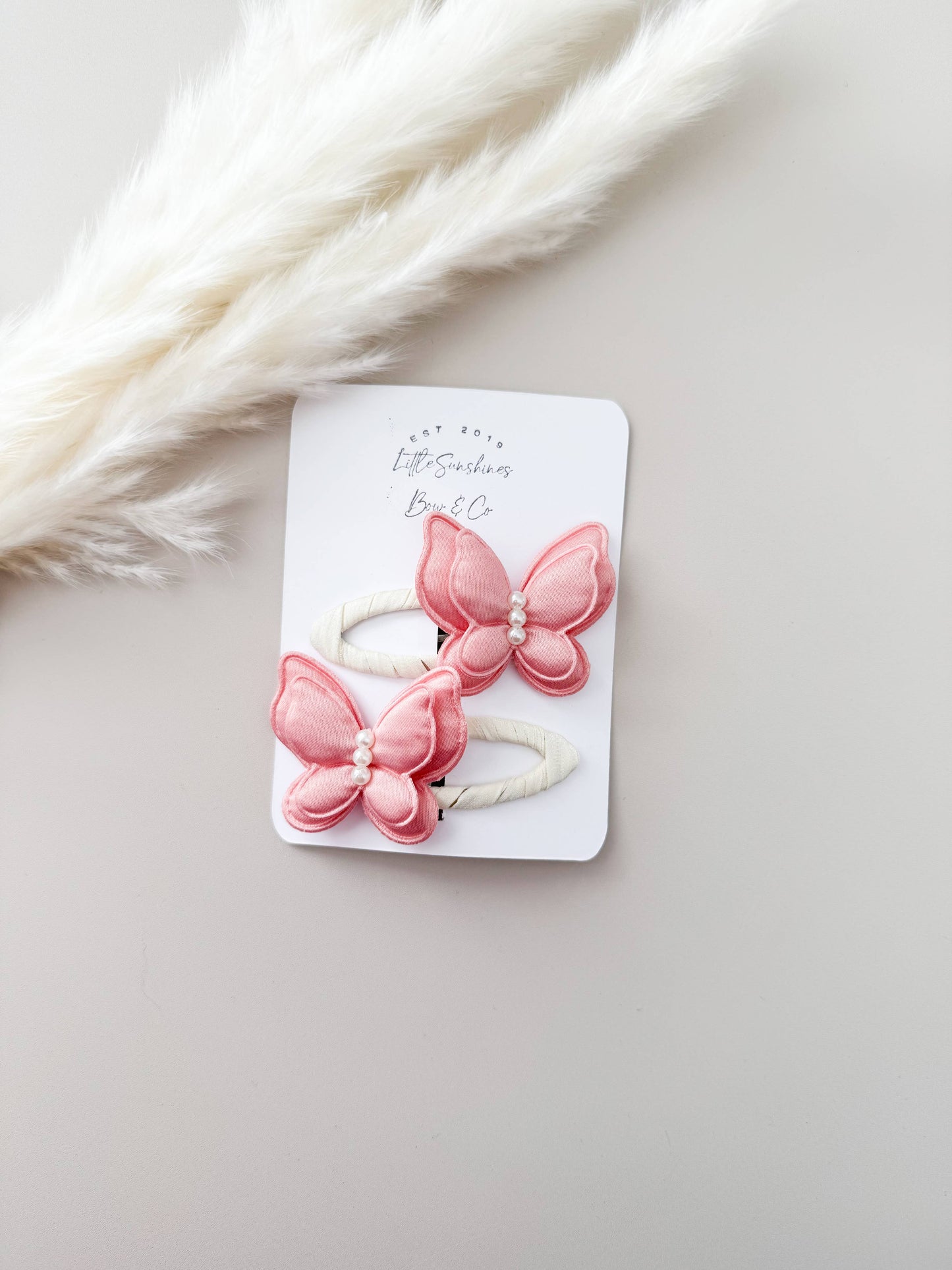 Satin Butterflies Snap Clips & Nylon Headbands