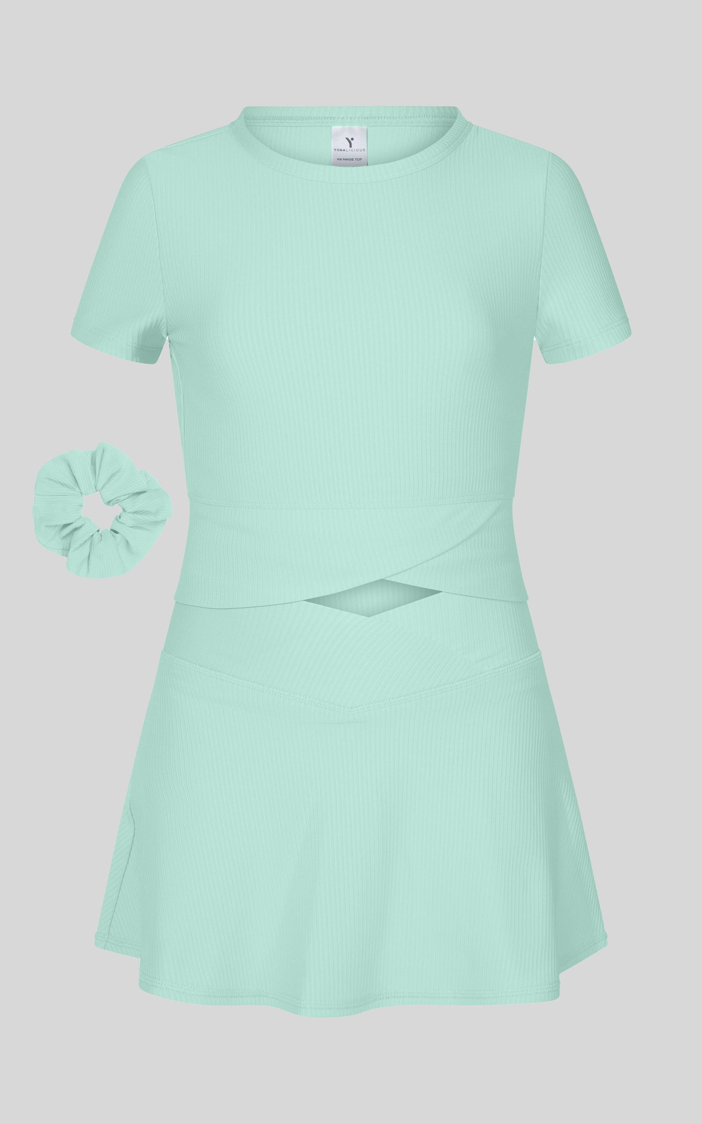 Little Girl Rib Marie Crossover Top and Skort Set