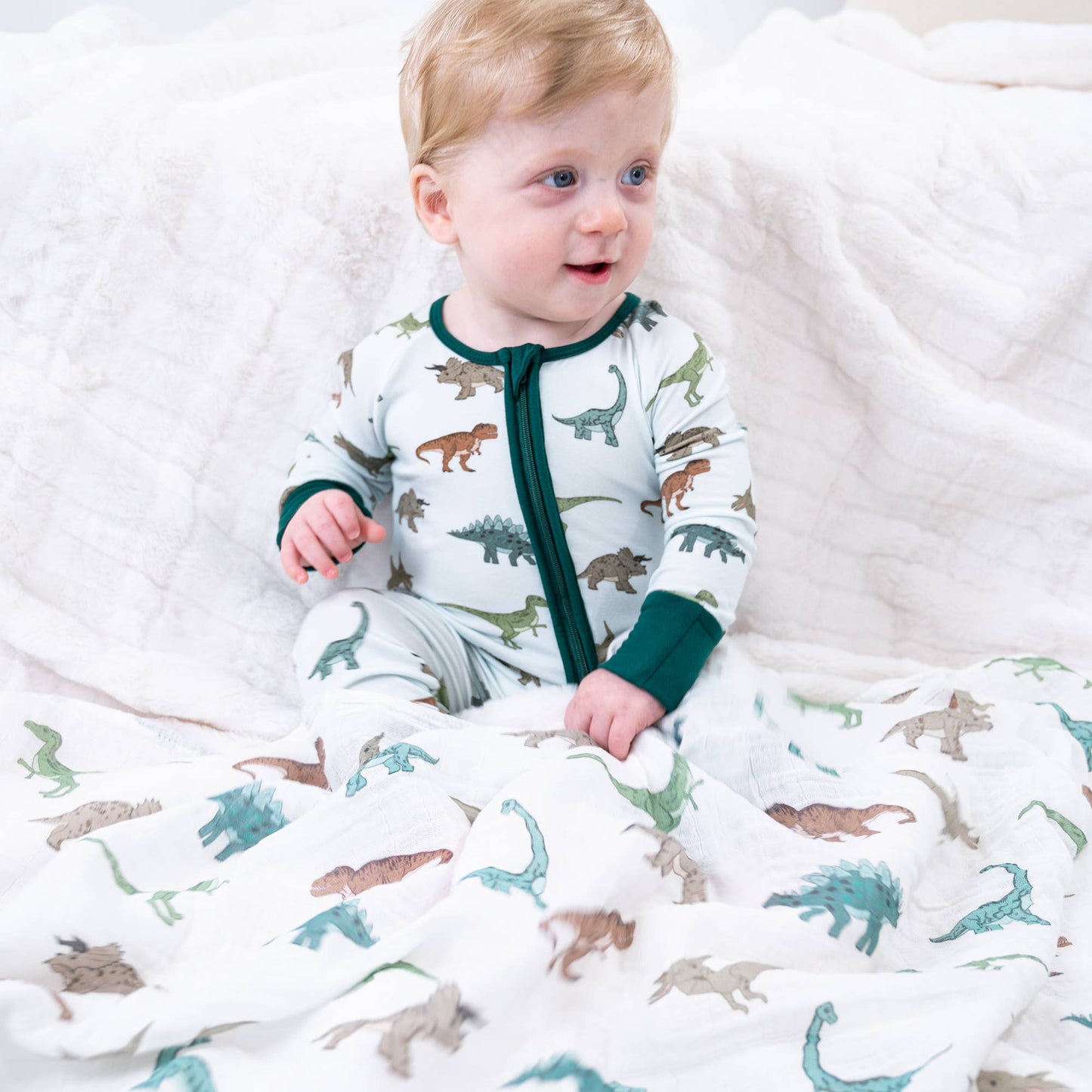 Bamboo Baby Convertible Zipper Pajama Dinosaur