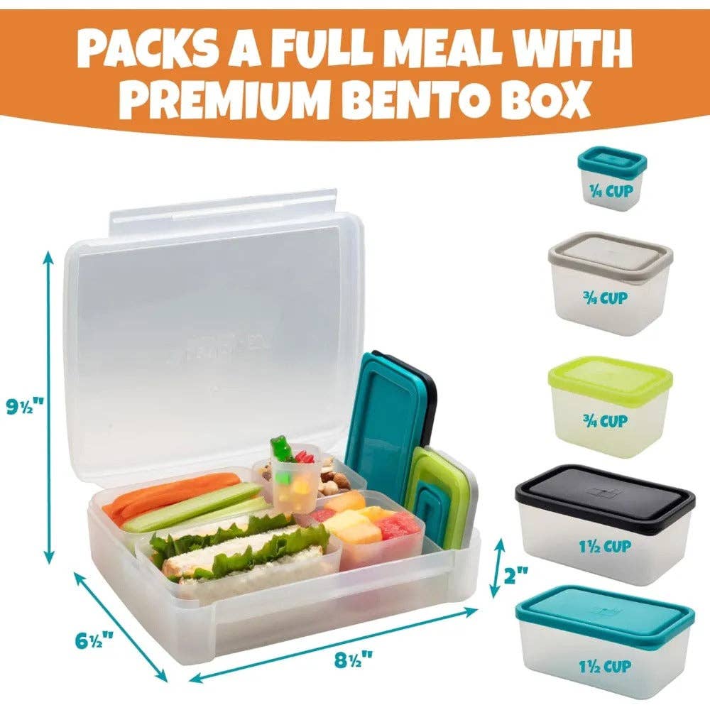 Bento Box Set with 5 Removable Nesting Containers - Beach