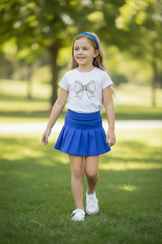 Royal blue pleaded skort made with Hi-Performance material. GLK103010-JEAN