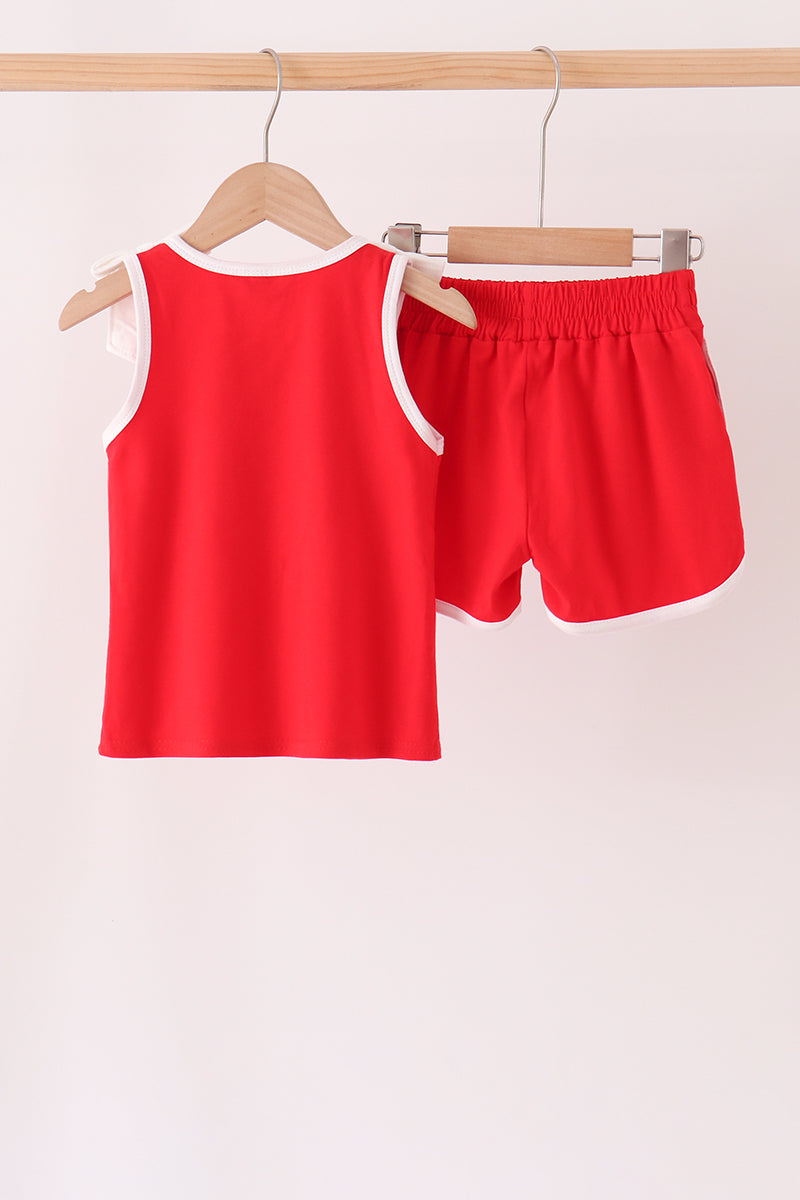 Red active shorts set