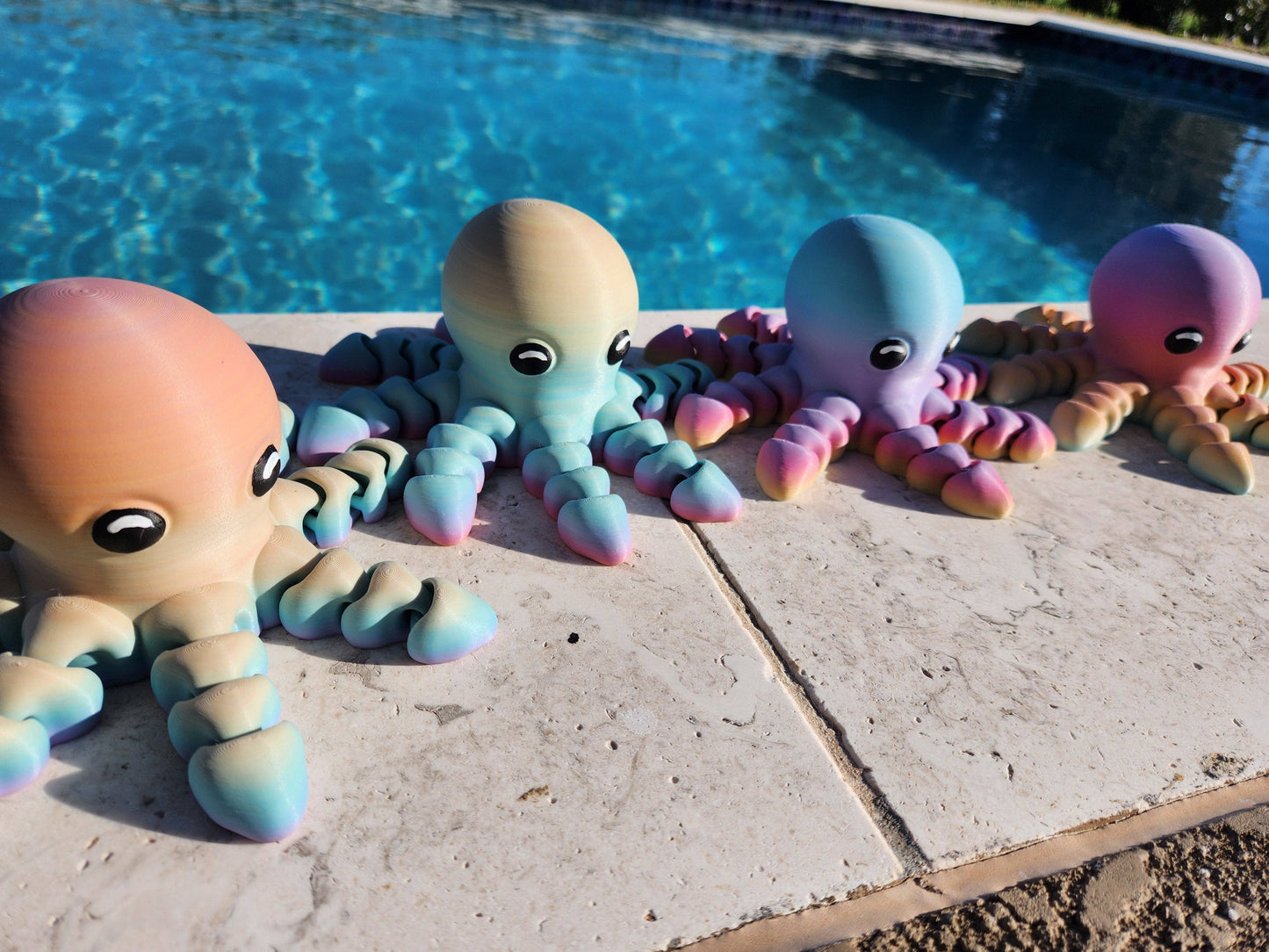 Rainbow Octopus with Articulated Tentacles