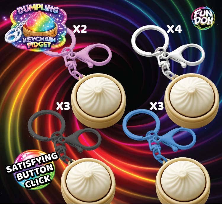Fun Doh Dumpling Light-Up Click Fidget Keychain- 12/Display
