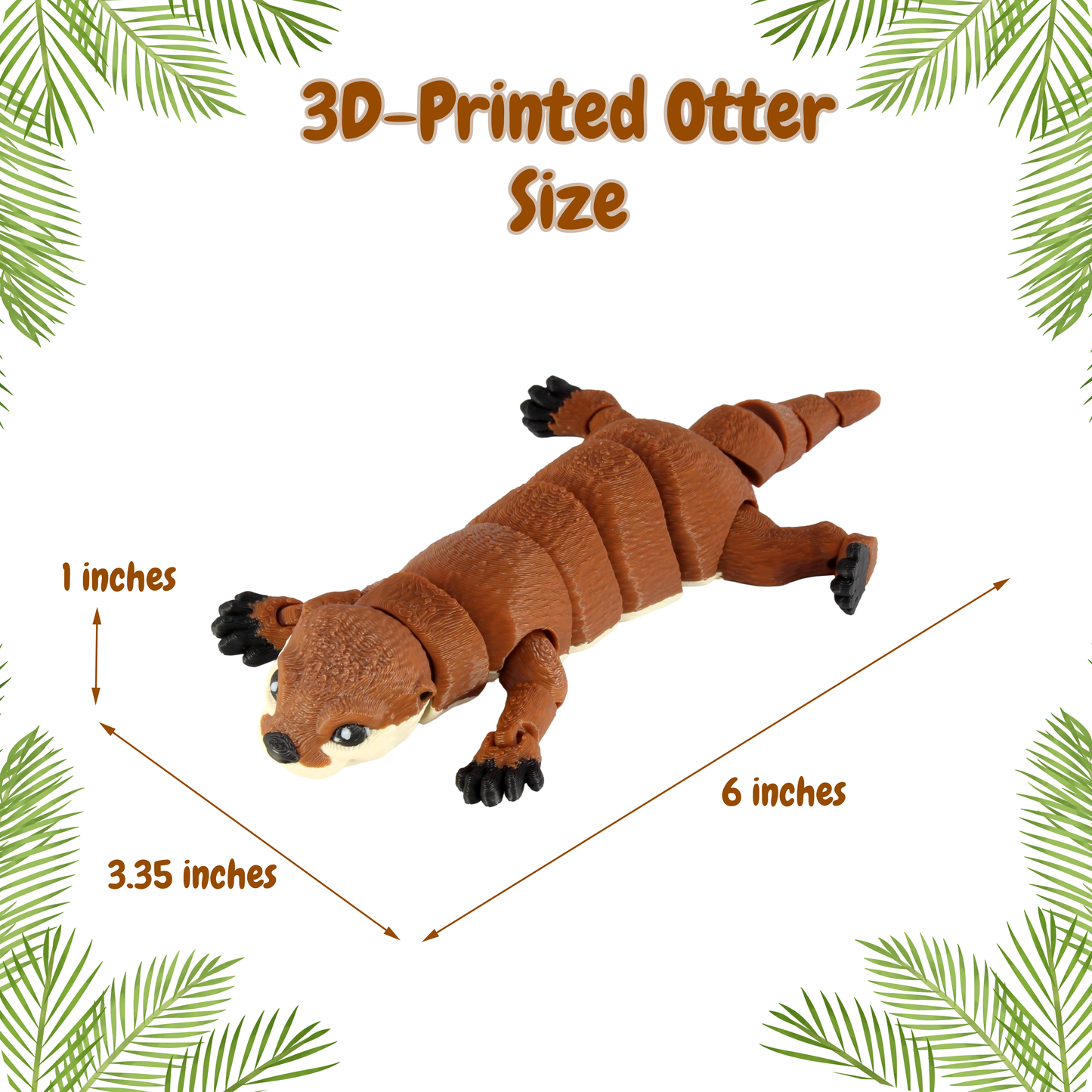 6 inches Large 3D Printed Articulated River Otter