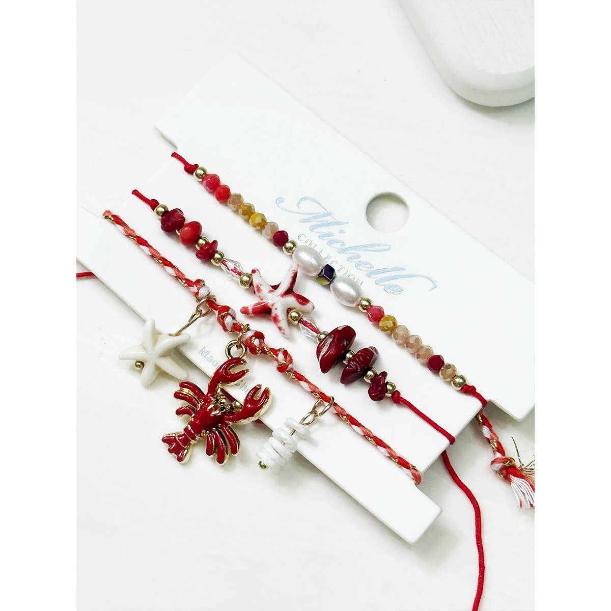 Lobster and Starfish Beach Theme Stackable Bracelets