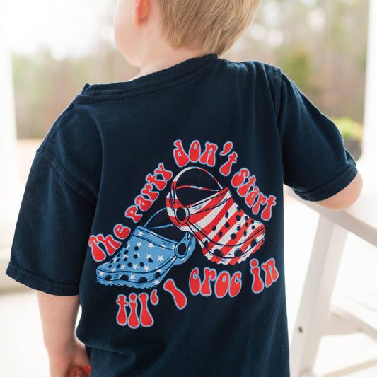 Kids The Party Don't Start til' I Croc in T-Shirt, Size S