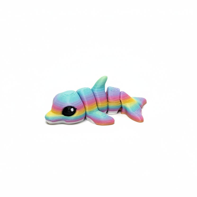 Dolphin (Rainbow) • Mini 3D Printed Articulated Animal • Flexi Animals • Pocket Pets • Pocket Pals • Desk Pets*