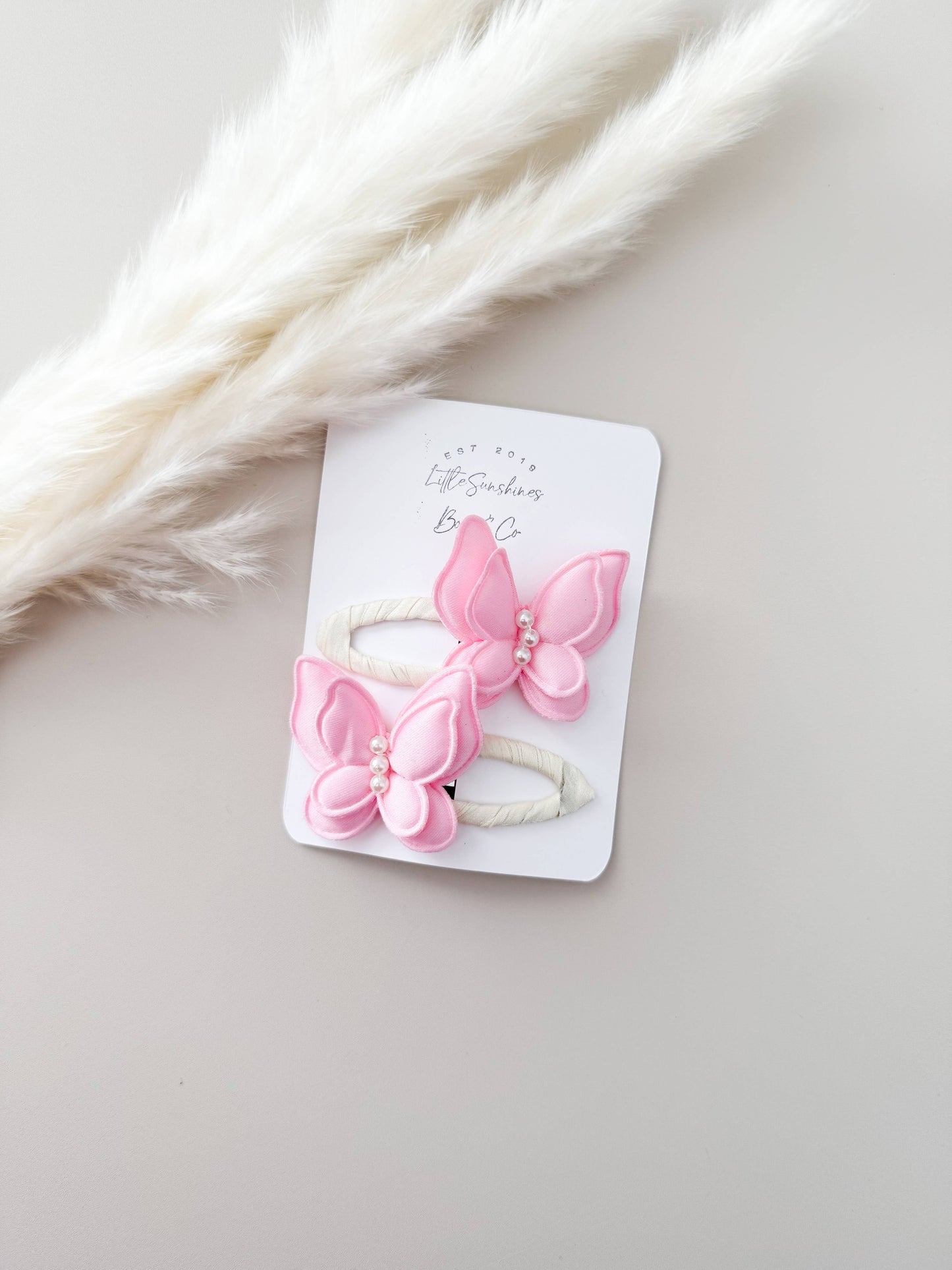Satin Butterflies Snap Clips & Nylon Headbands