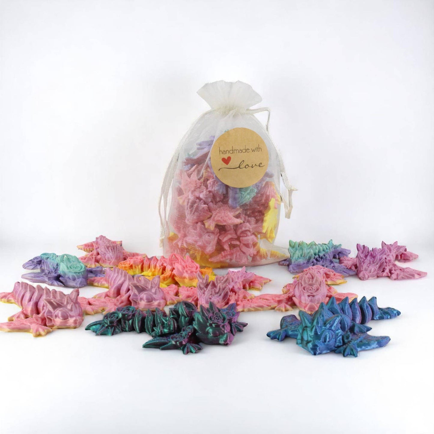 3D Printed Cute Baby Dragon Wyverns, 10 Pack | Mixed Color