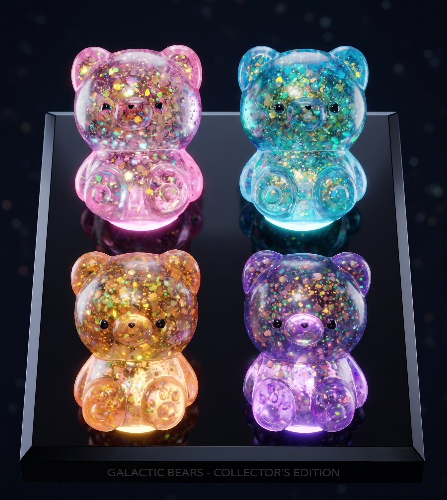 TPR Glitter Teddy Bear Squishy Fidget Toy for Stress Relief
