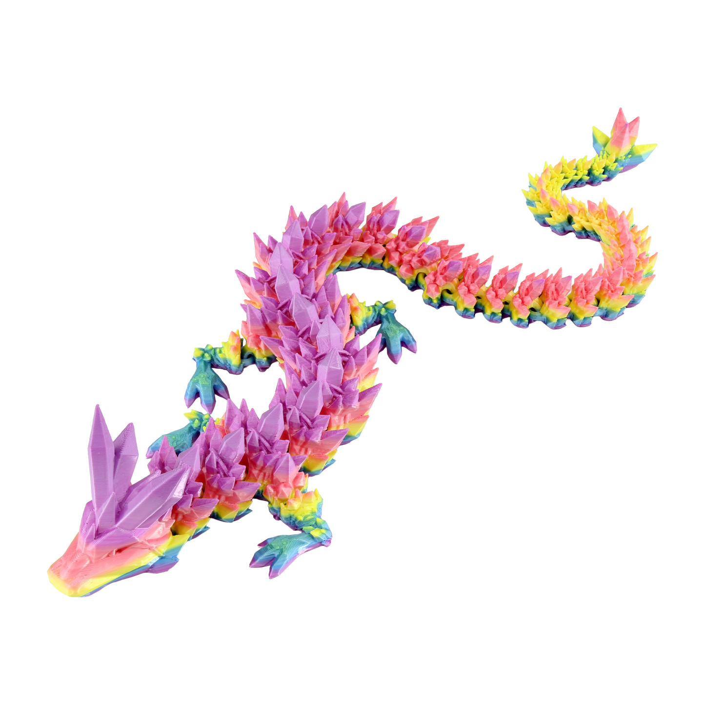 3D Printed Articulated Crystal Dragon (Rainbow)