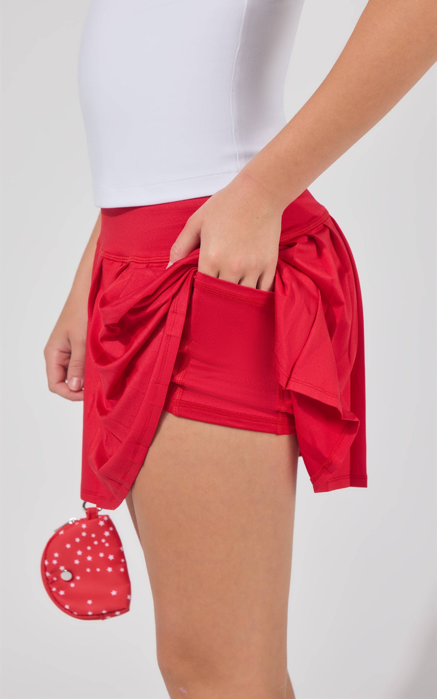 Tween Girls Piping Tank, Pleated Skort, and Wristlet Bag Set