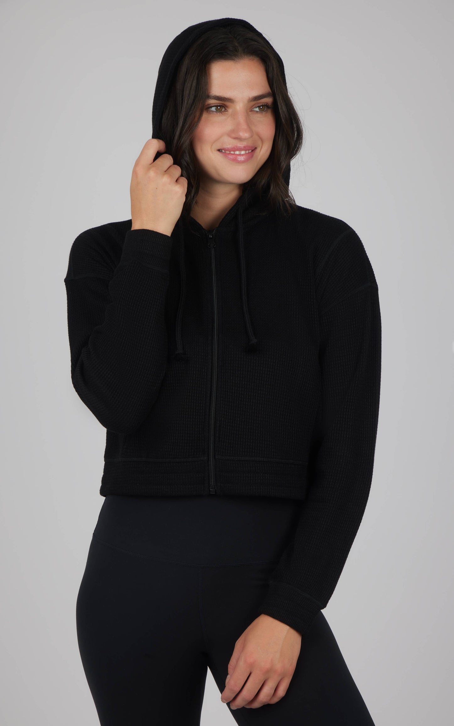 Women's Brushed Inside Waffle Hoodie Jacket