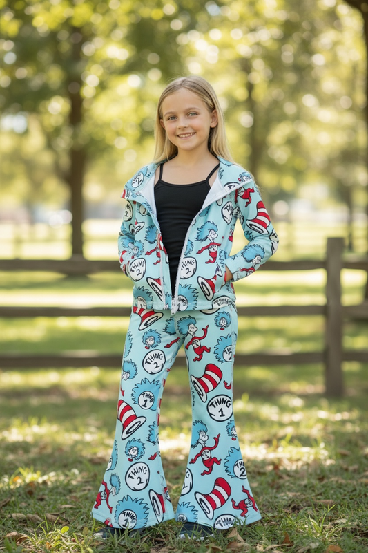Dr. S/Cat with a hat Girls stretchy active set.  (Fitted) GLP102310-SOL