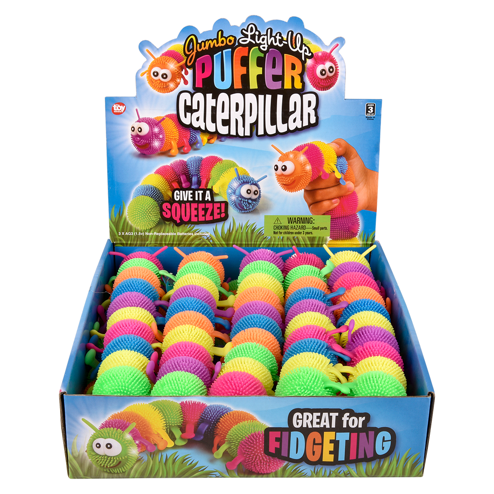 12" LIGHT-UP JUMBO CATERPILLAR PUFFER 12CT