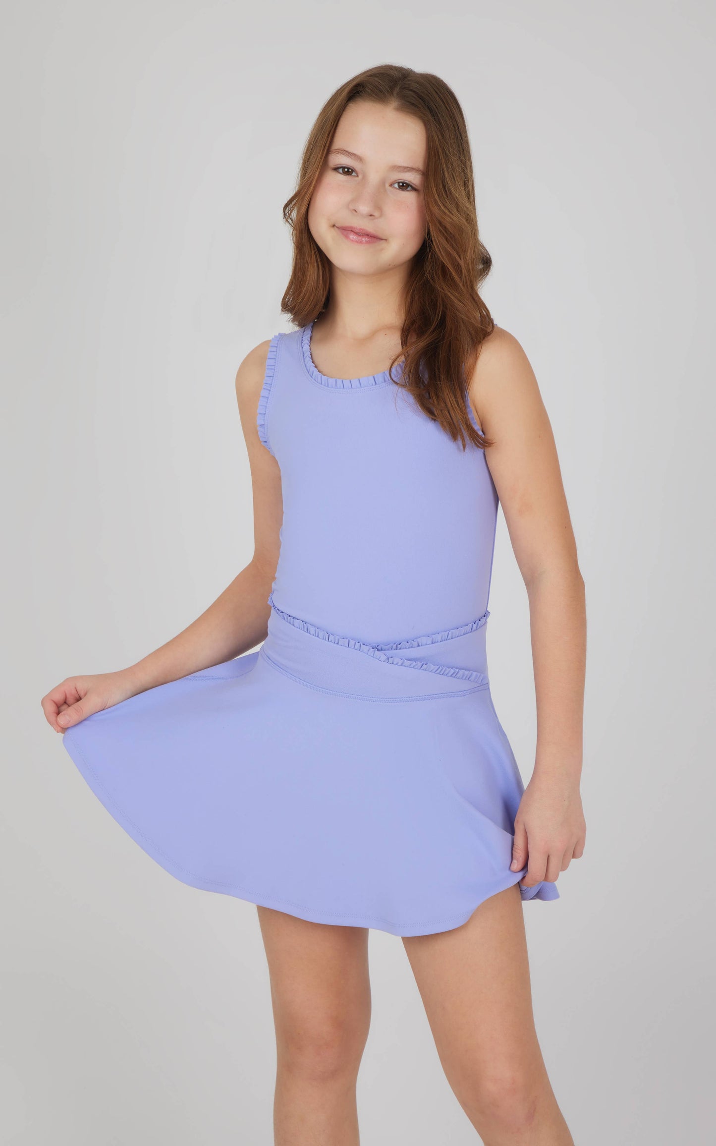 Girls Lettuce Edge Tank and Ruffle Crossover Skort - Set