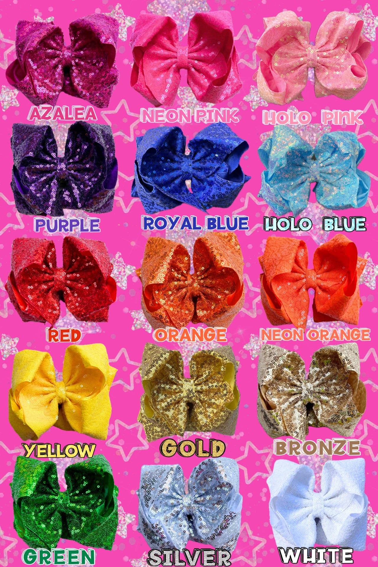 6.5" Double layer sequins hair bows. 4pcs/$10.00 DBW-2 (Added Inventory💖