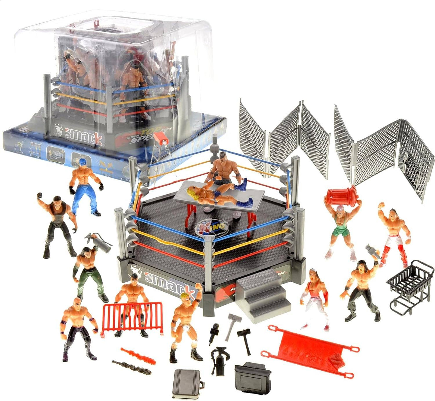 Smack Wrestling Stage Ring With 12 Figures