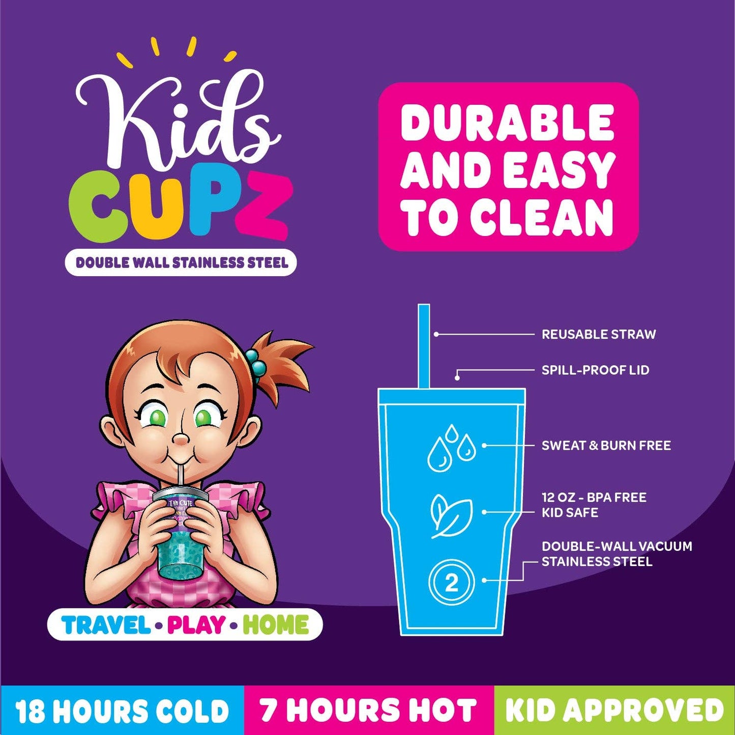Kids 12 oz Insulated Cup With Lid & Straw Assortment - 6/Pk