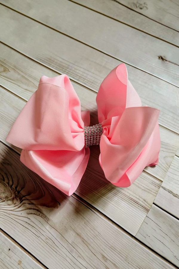 Chic rehinestone 7.5" pink boutique hairbow 12pcs