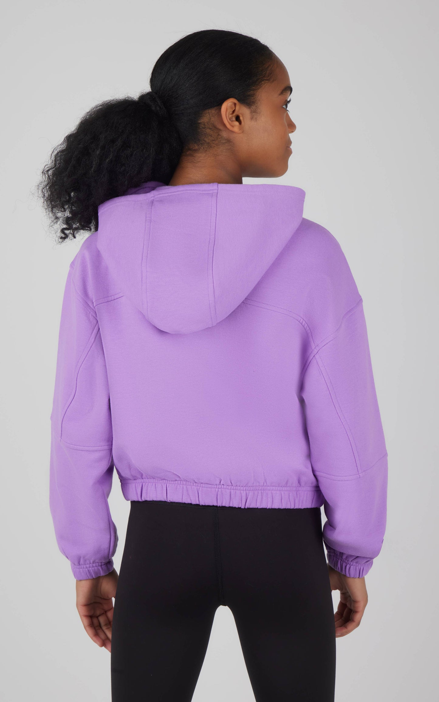 Girls Cloud Plush Zip Front Crop Hoodie Jacket
