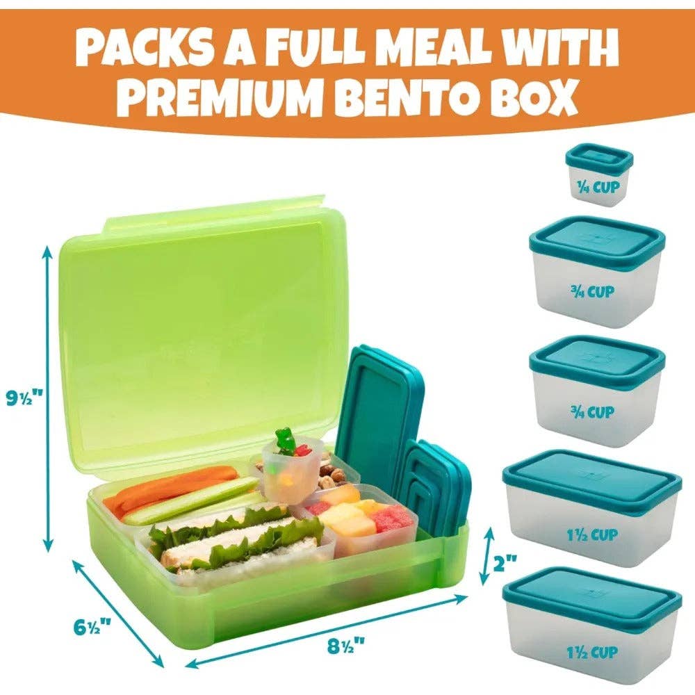 Bento Box Set with 5 Removable Nesting Containers - Lime