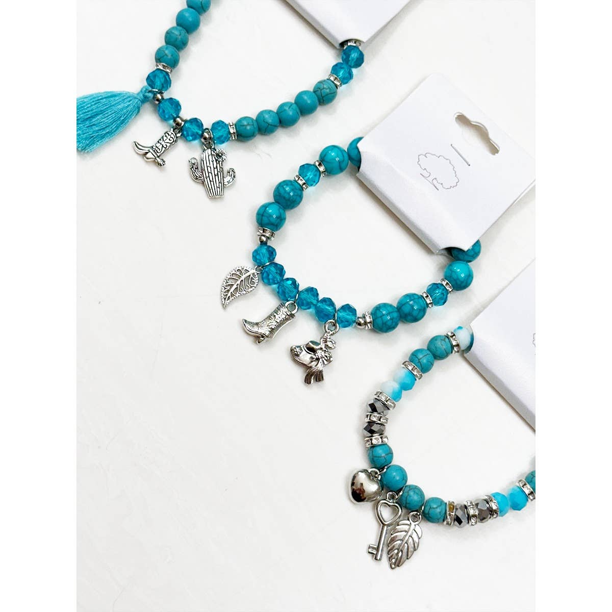 Western Boho Mix Charms Turquoise Theme Bracelets