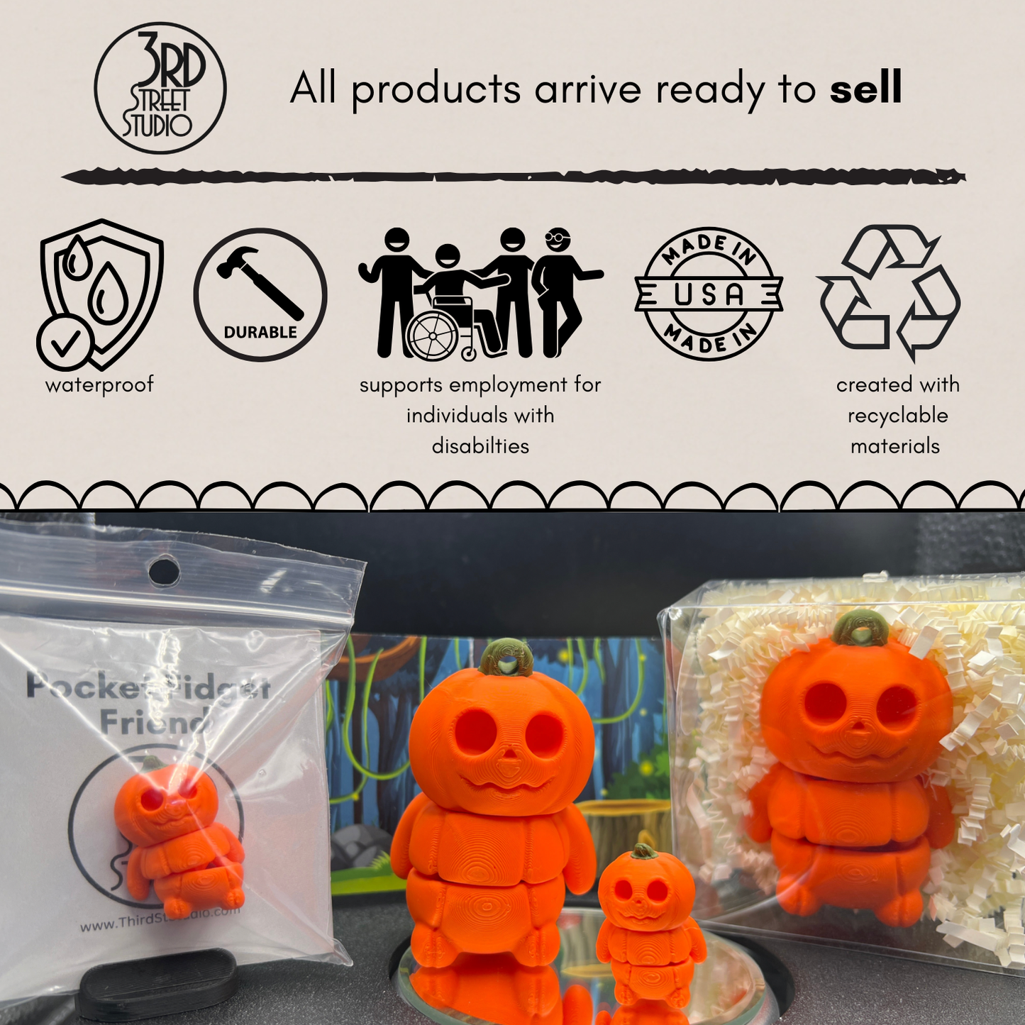 Pumpkin Man - Fidget Friend - Includes Play Scene
