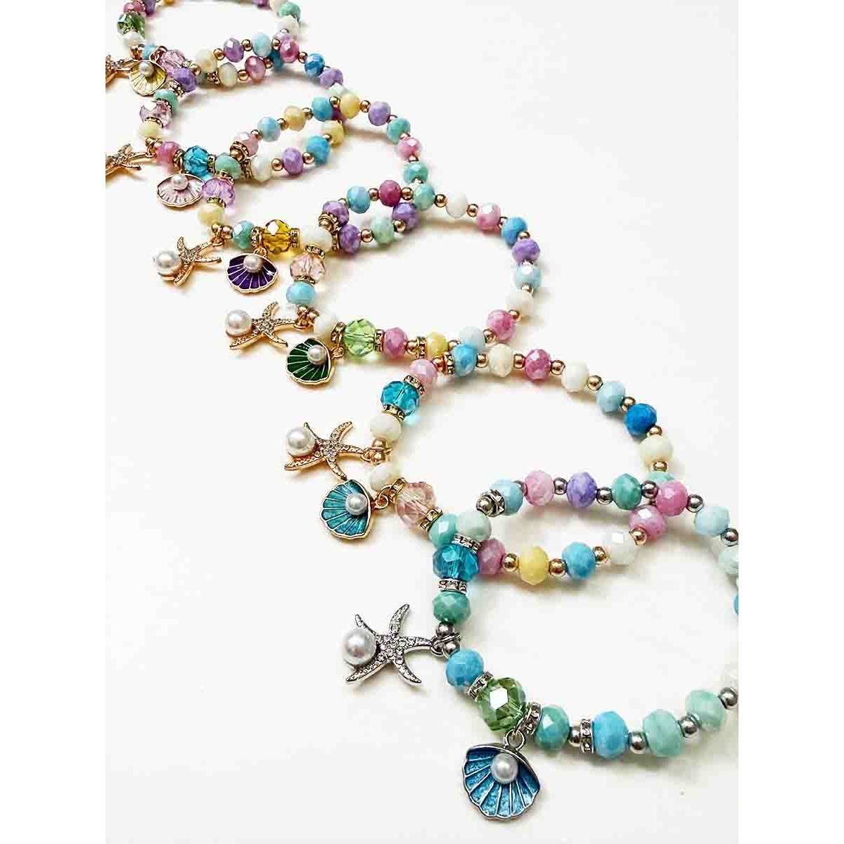 Starfish and Shell Detailed Stretch Bracelets