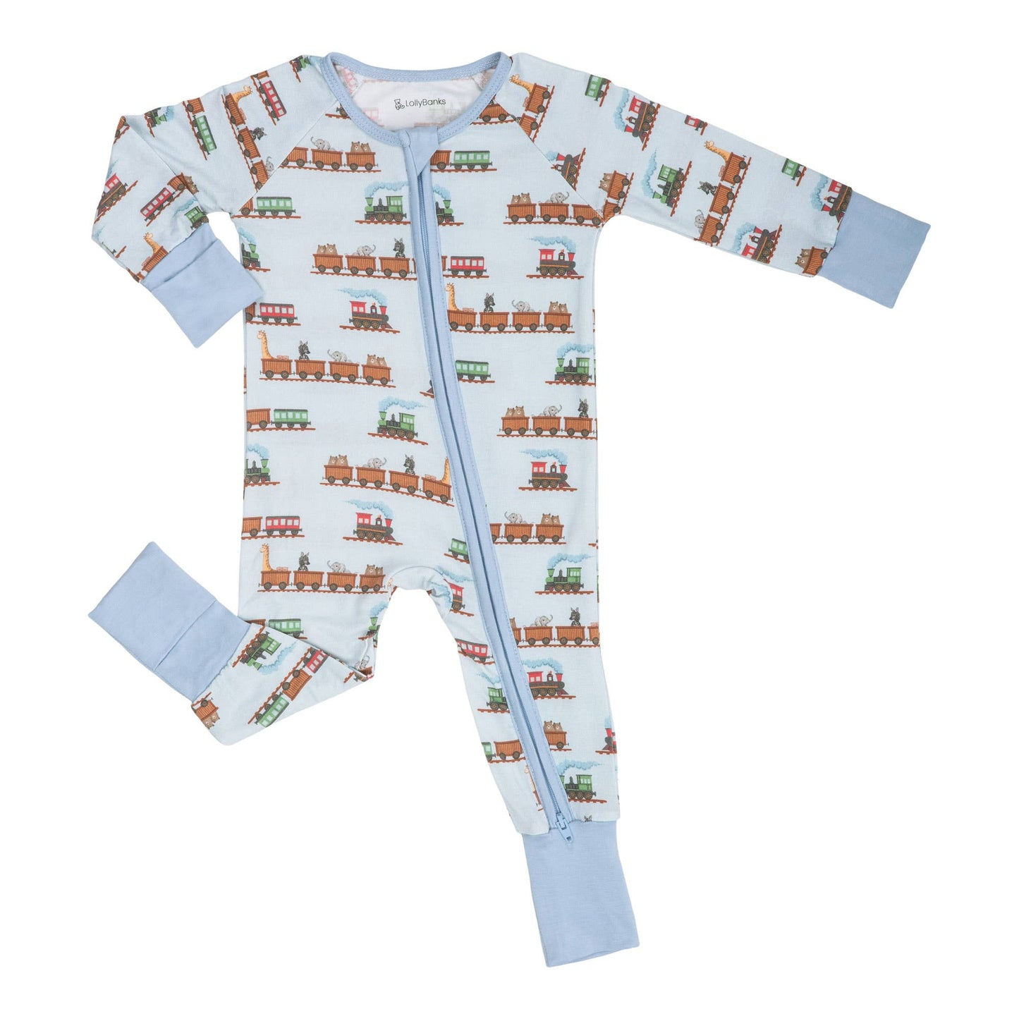 Bamboo Baby Convertible Zipper Pajama Choo Choo Crew