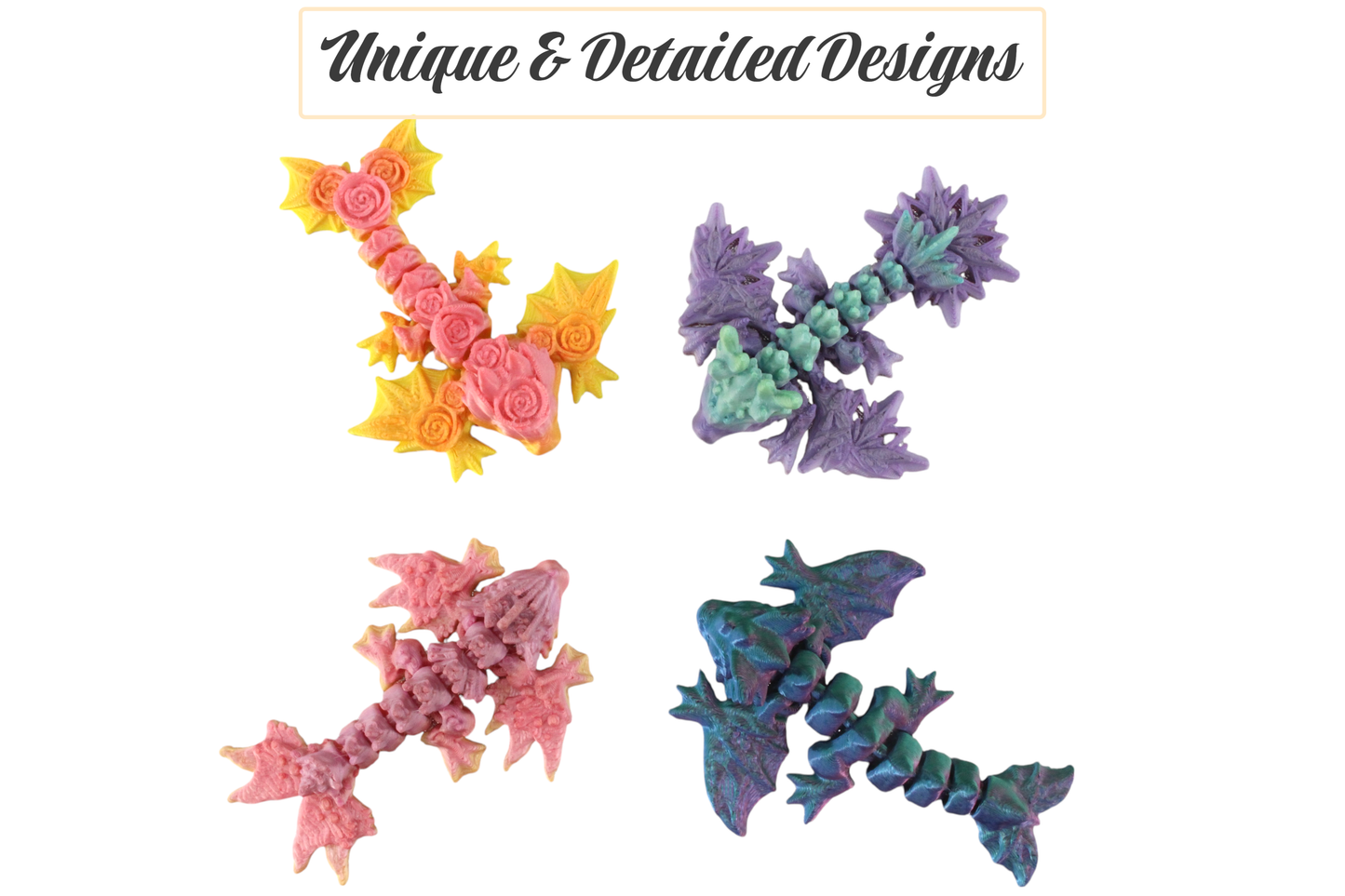 3D Printed Cute Baby Dragon Wyverns, 10 Pack | Mixed Color