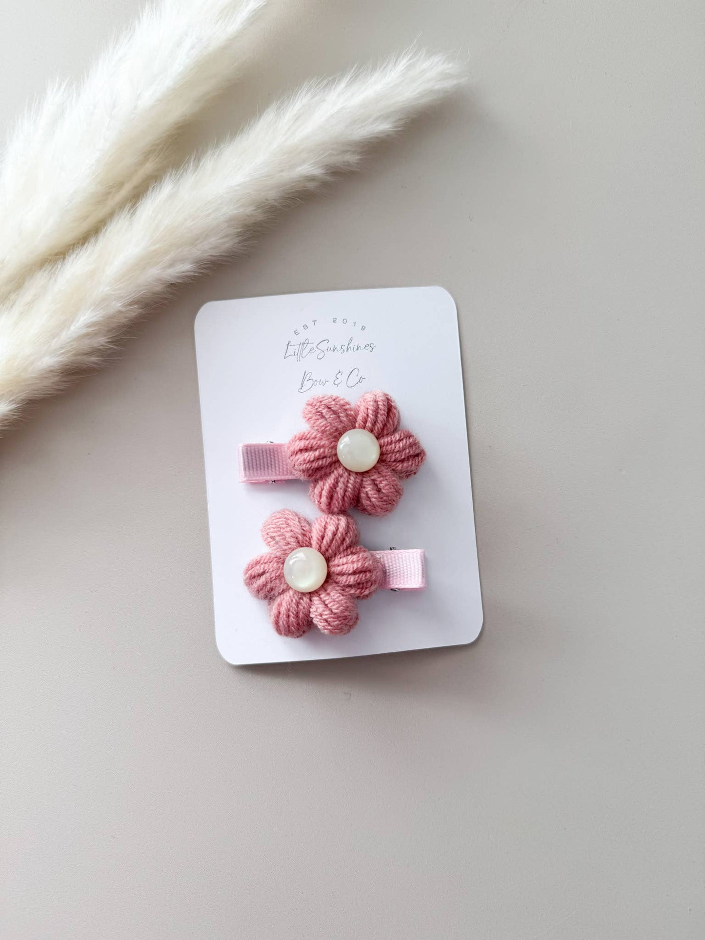 Crochet Pearl Flower Hair Clips- Set of 2