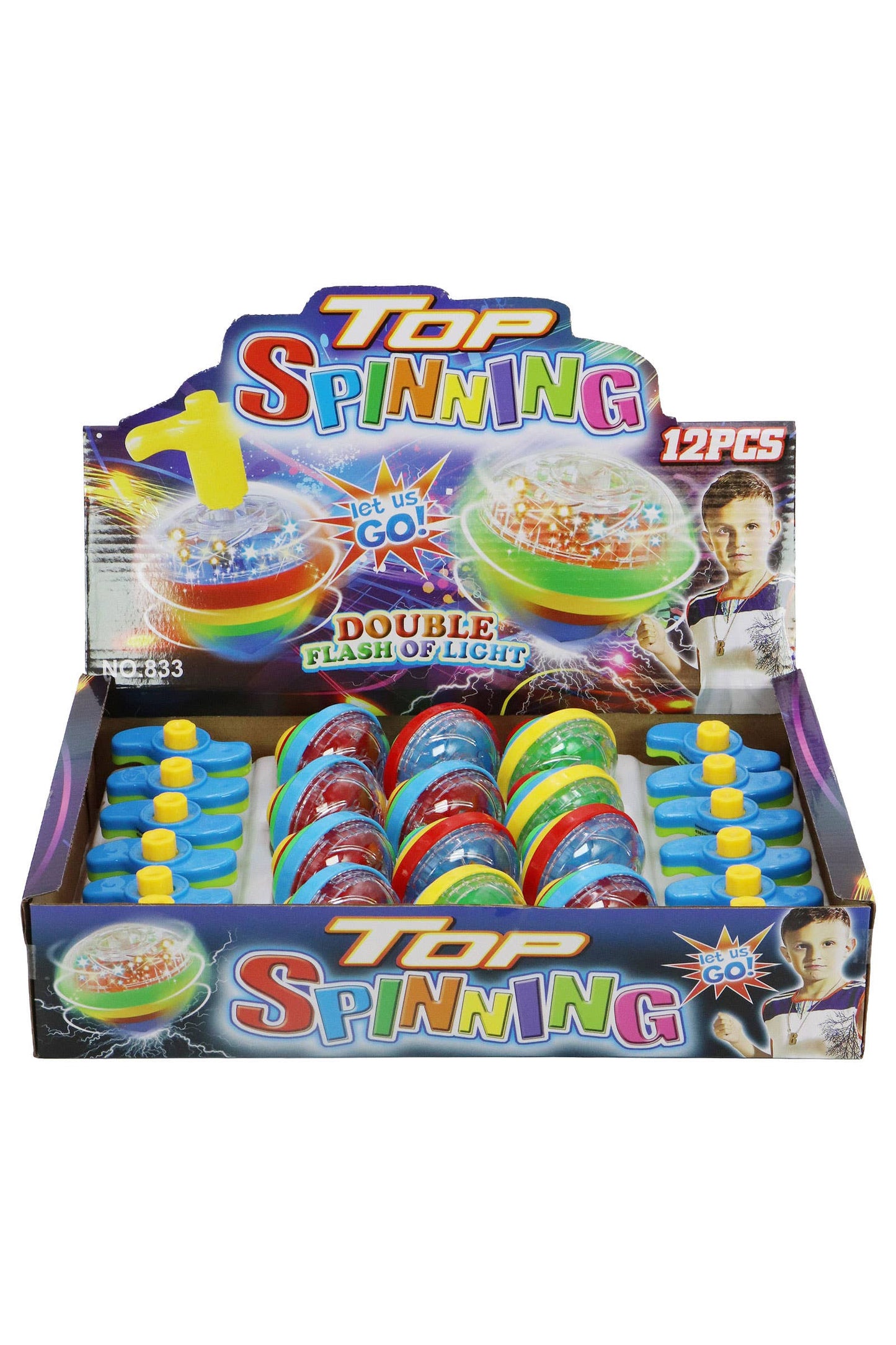 Rainbow Led Light-up Spinning Top - 12 Pcs