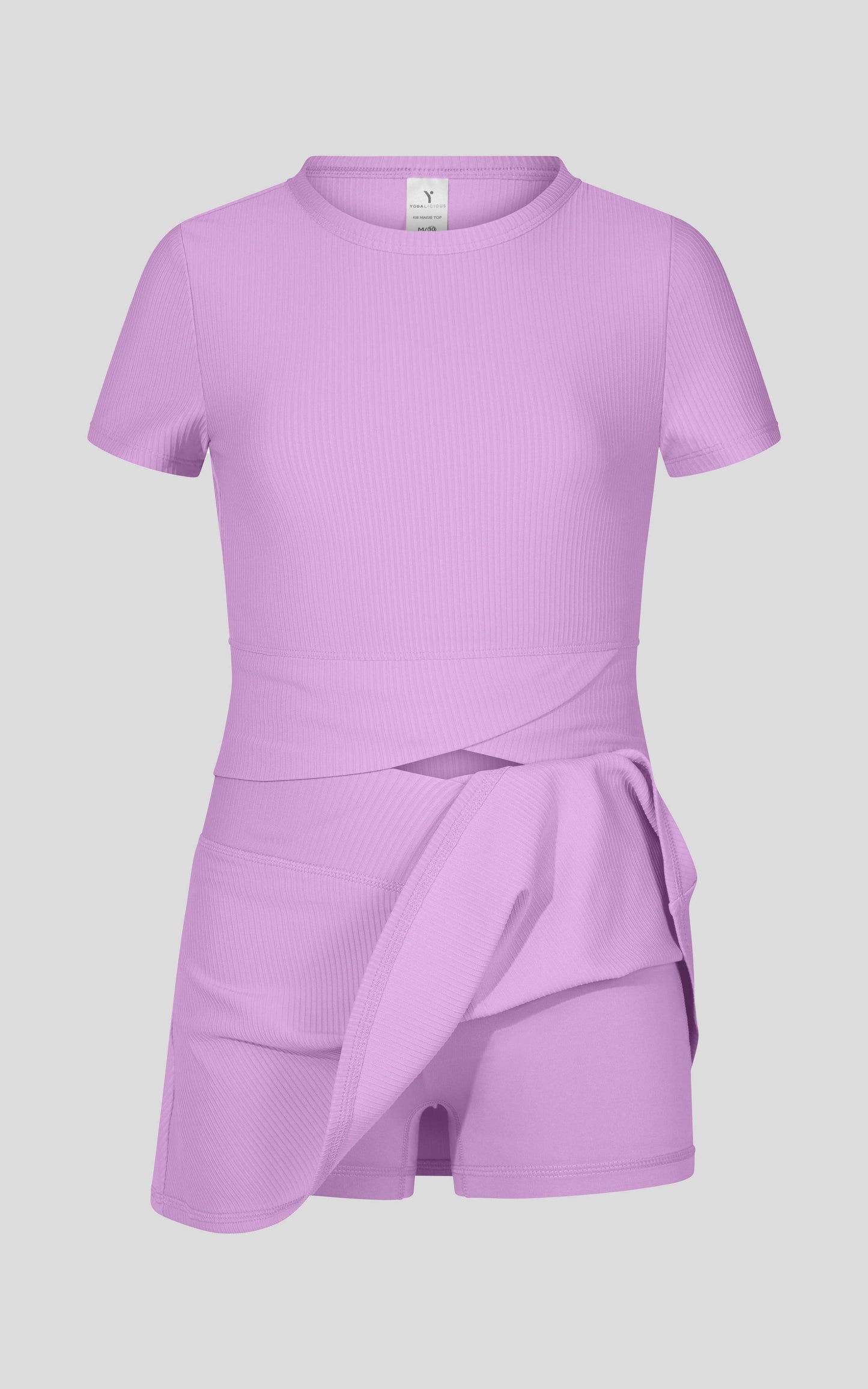 Little Girl Rib Marie Crossover Top and Skort Set