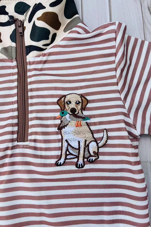 Western dog embroidery top shorts boy boutique set 2601082M