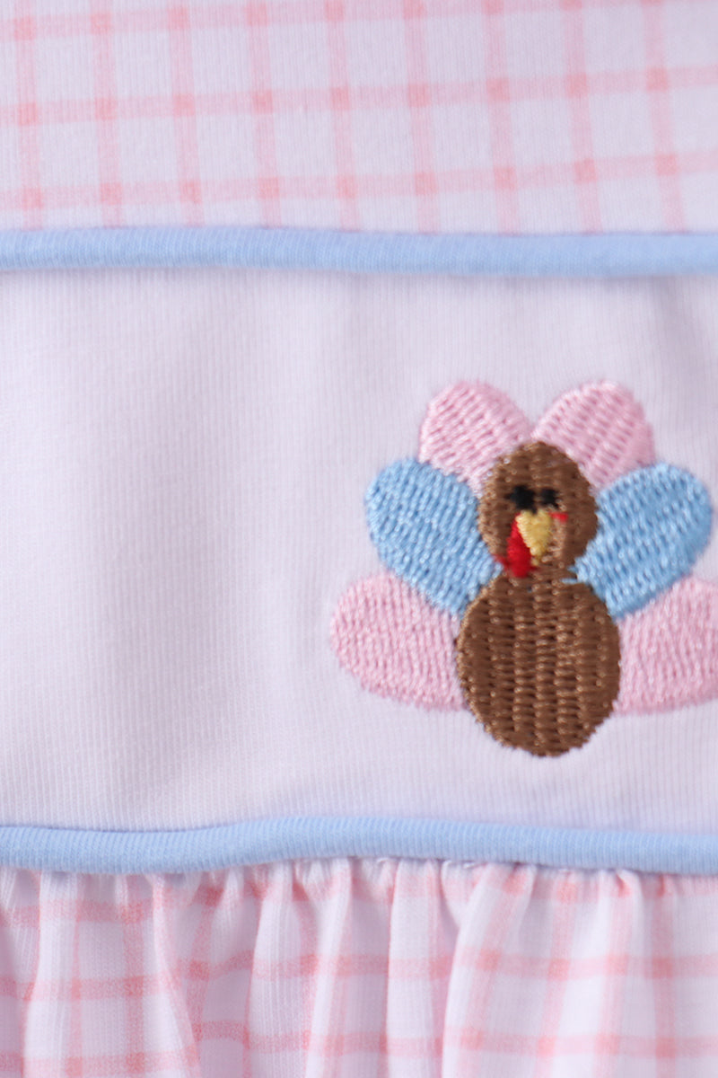 Premium turkey embroidery gingham pants set