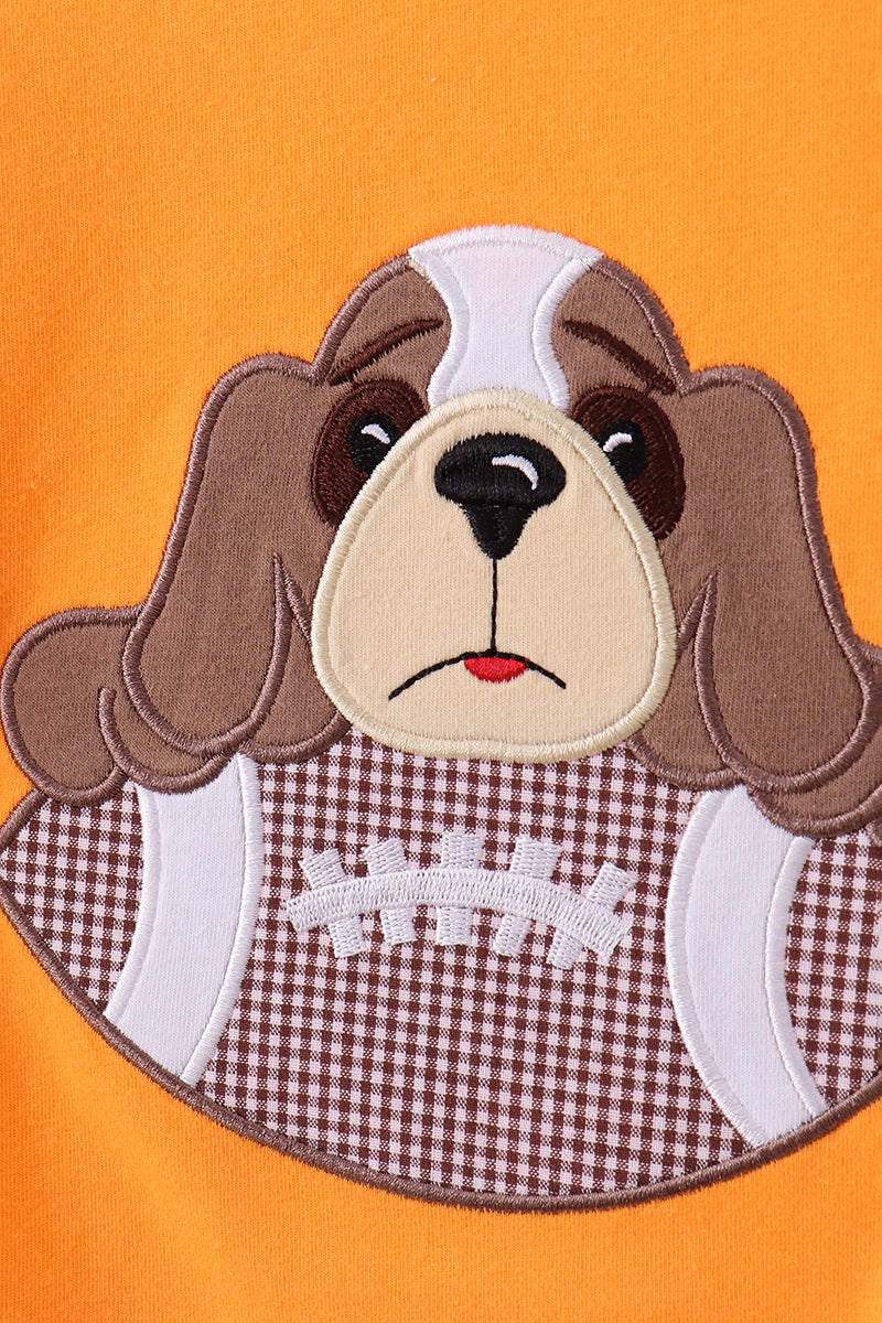 Premium Orange Tennessee puppy applique top