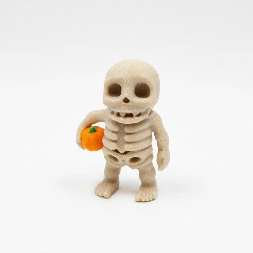 Skeleton Holding Pumpkin • Mini 3D Printed Articulated Animal • Flexi Animals • Pocket Pets • Pocket Pals • Desk Pets [#99]*