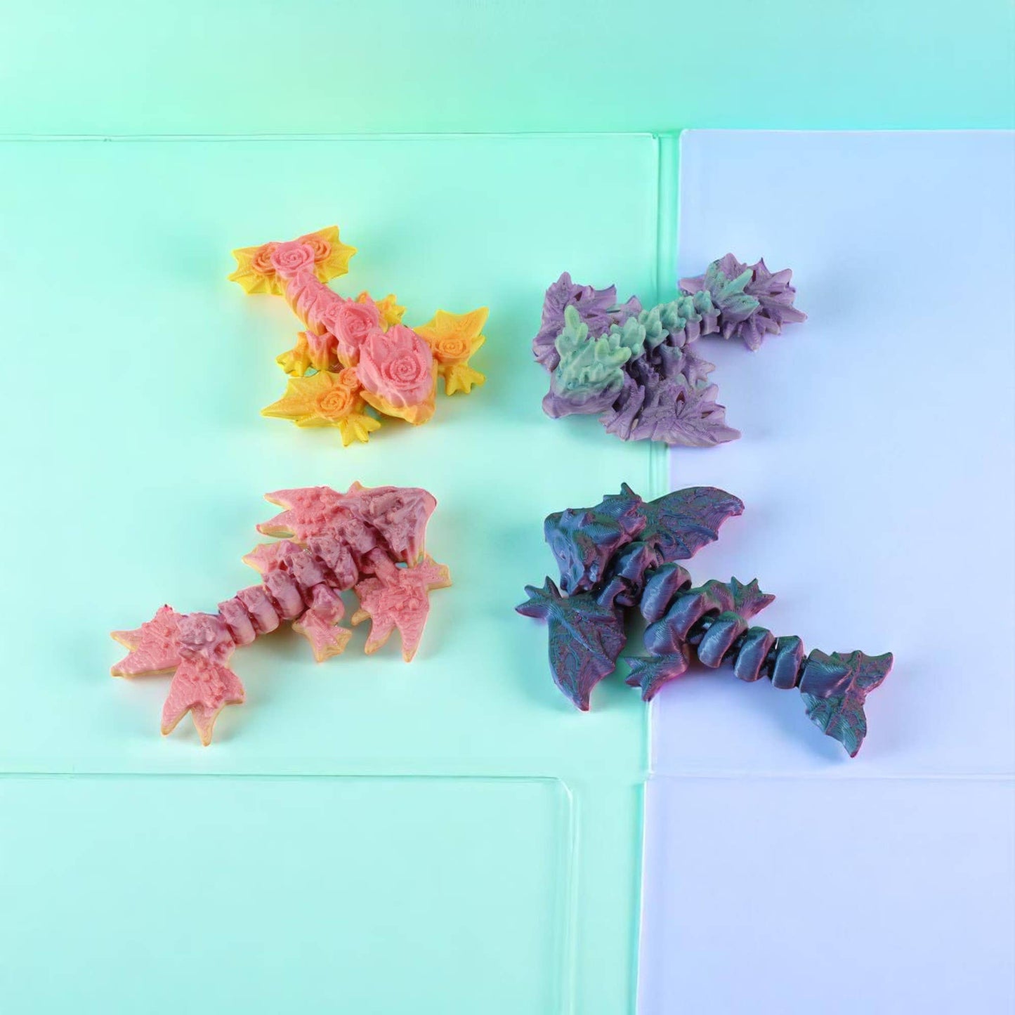 3D Printed Cute Baby Dragon Wyverns, 10 Pack | Mixed Color