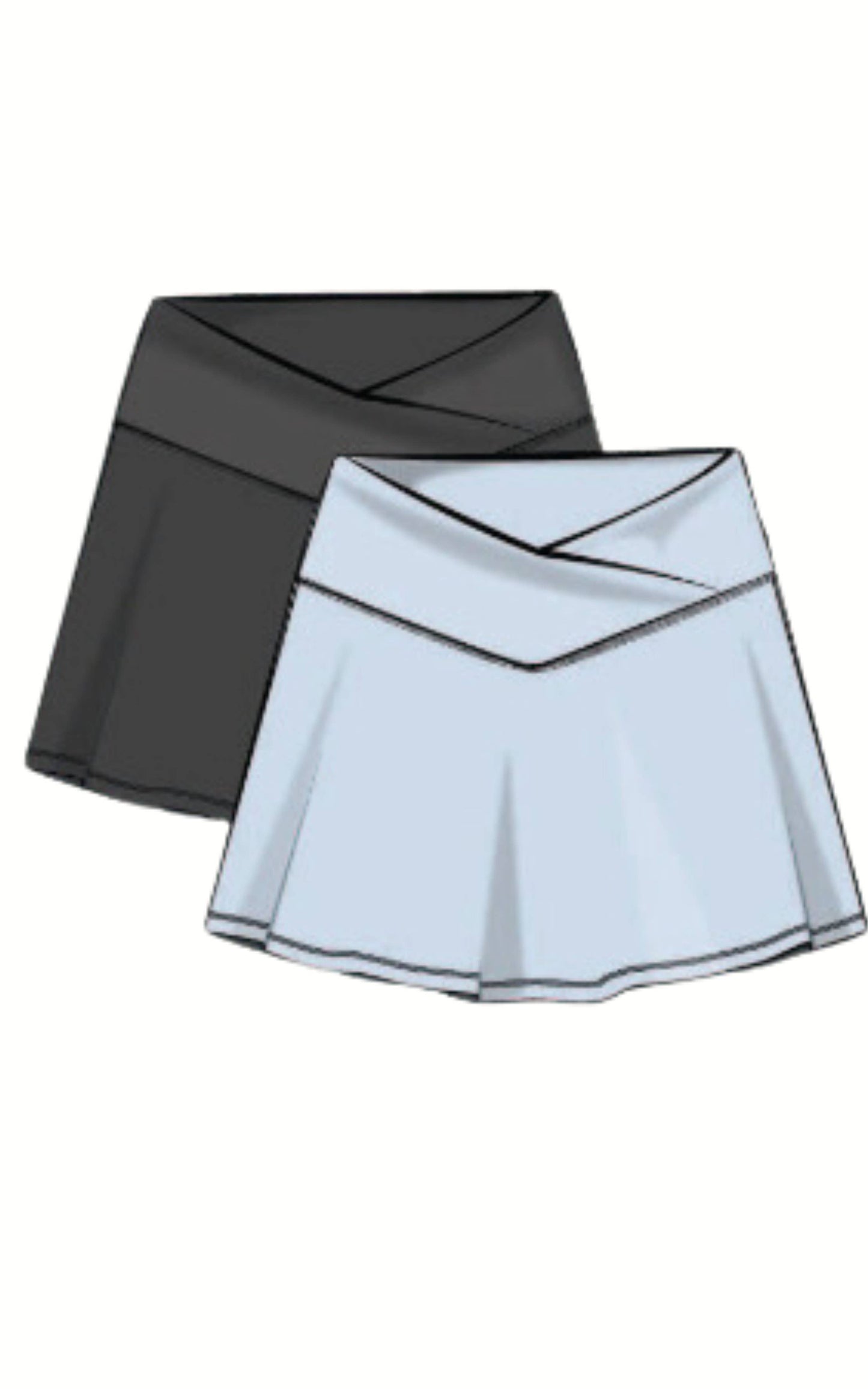 2 PC Pack - Girls Crossover Waistband Tennis Skirt (Skort)