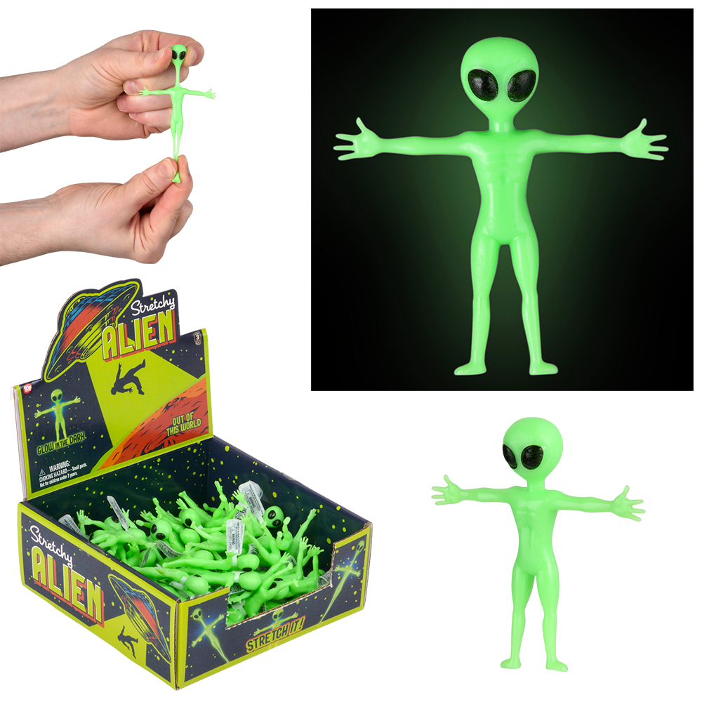 (T) 2.25" GLOW IN DARK STRETCHY ALIEN 48CT