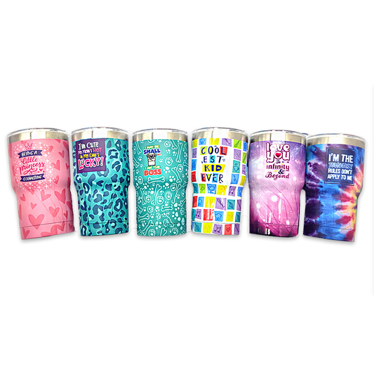 Kids 12 oz Insulated Cup With Lid & Straw Assortment - 6/Pk