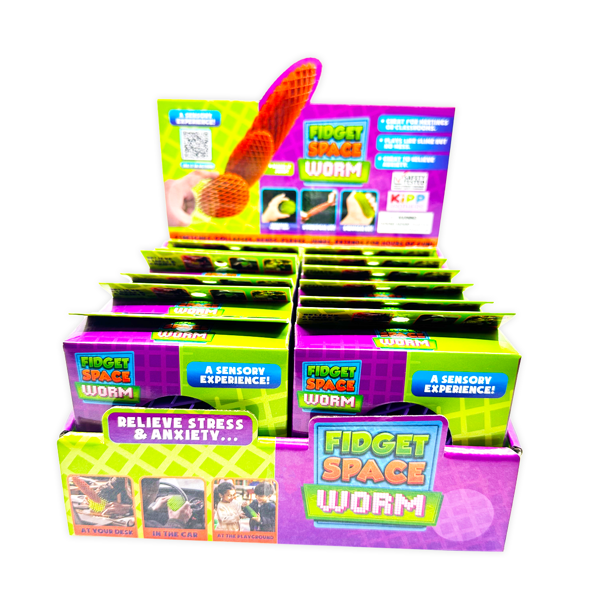 Fidget Space Worm Toy Assortment Boxed - 12/Display