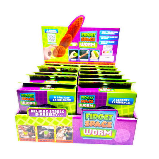 Fidget Space Worm Toy Assortment Boxed - 12/Display