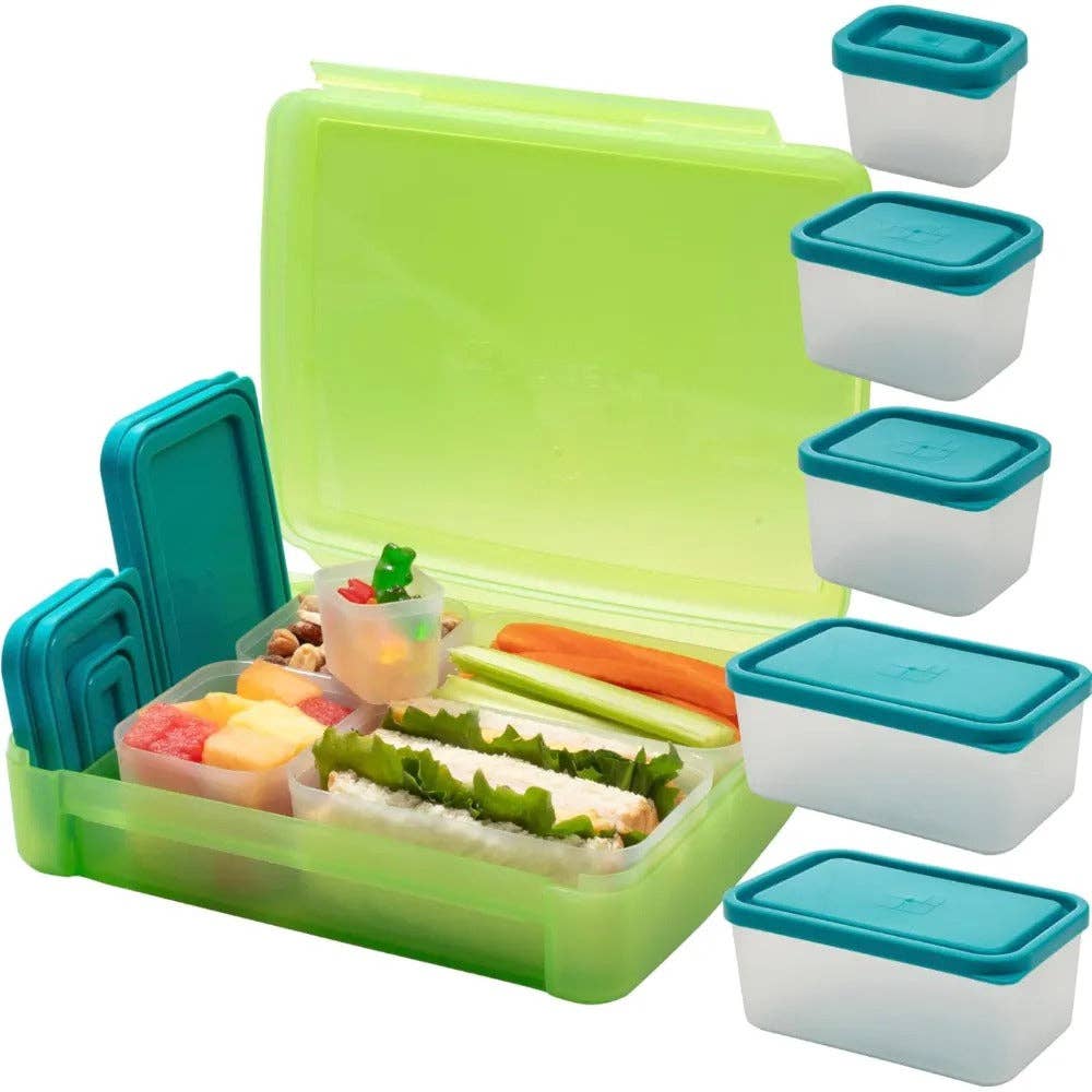 Bento Box Set with 5 Removable Nesting Containers - Lime