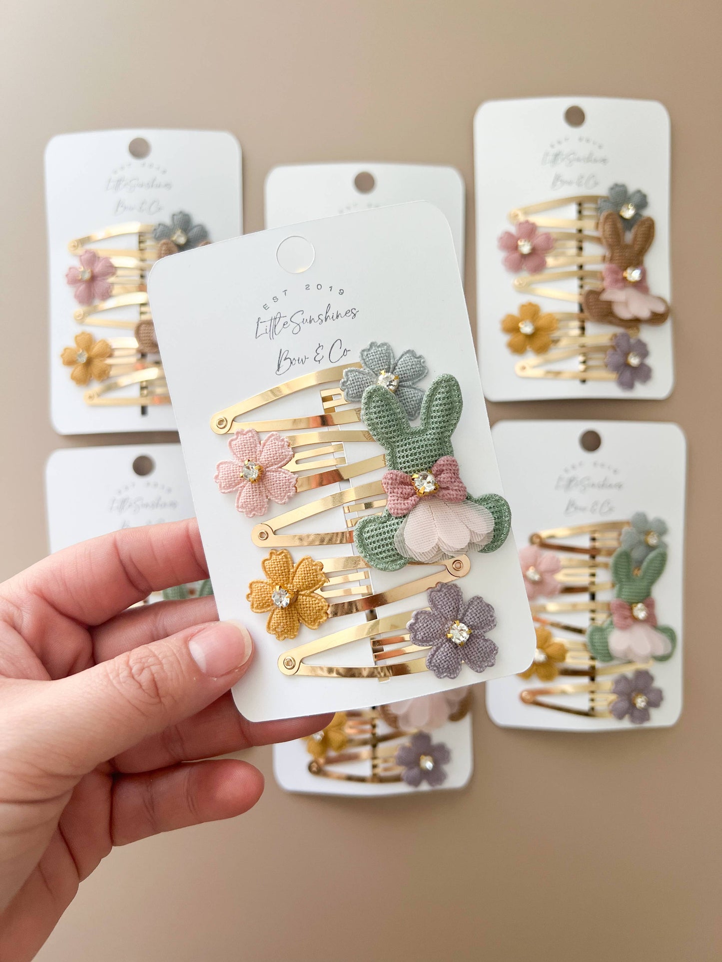 Bunny Easter Hair Clips- Set of 5