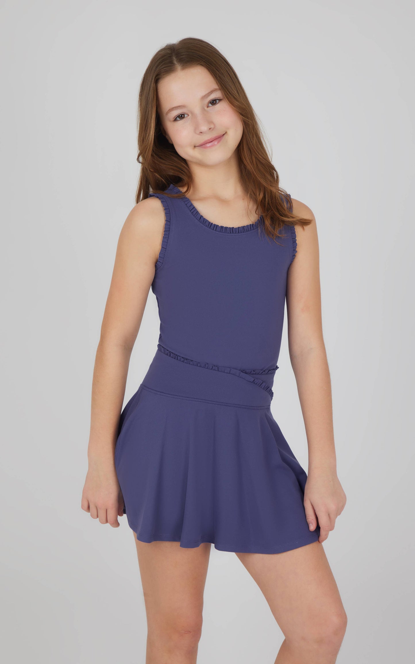 Girls Lettuce Edge Tank and Ruffle Crossover Skort - Set