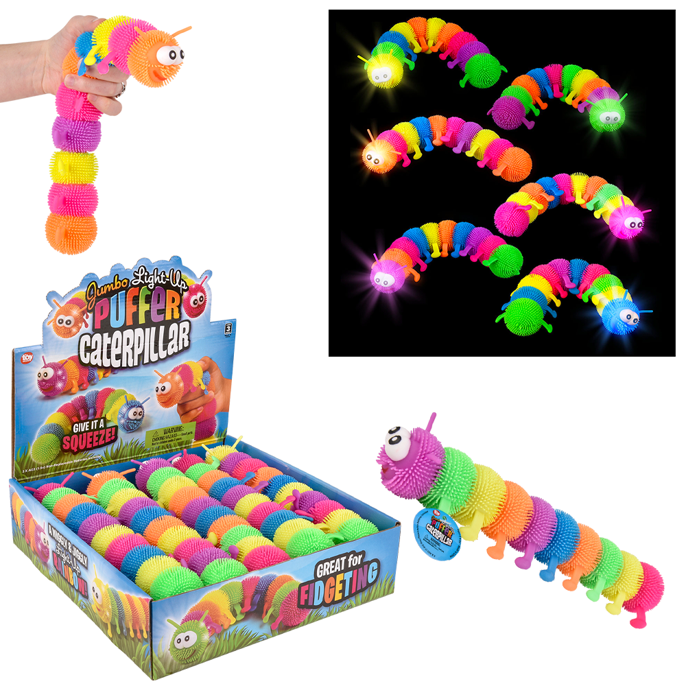 12" LIGHT-UP JUMBO CATERPILLAR PUFFER 12CT